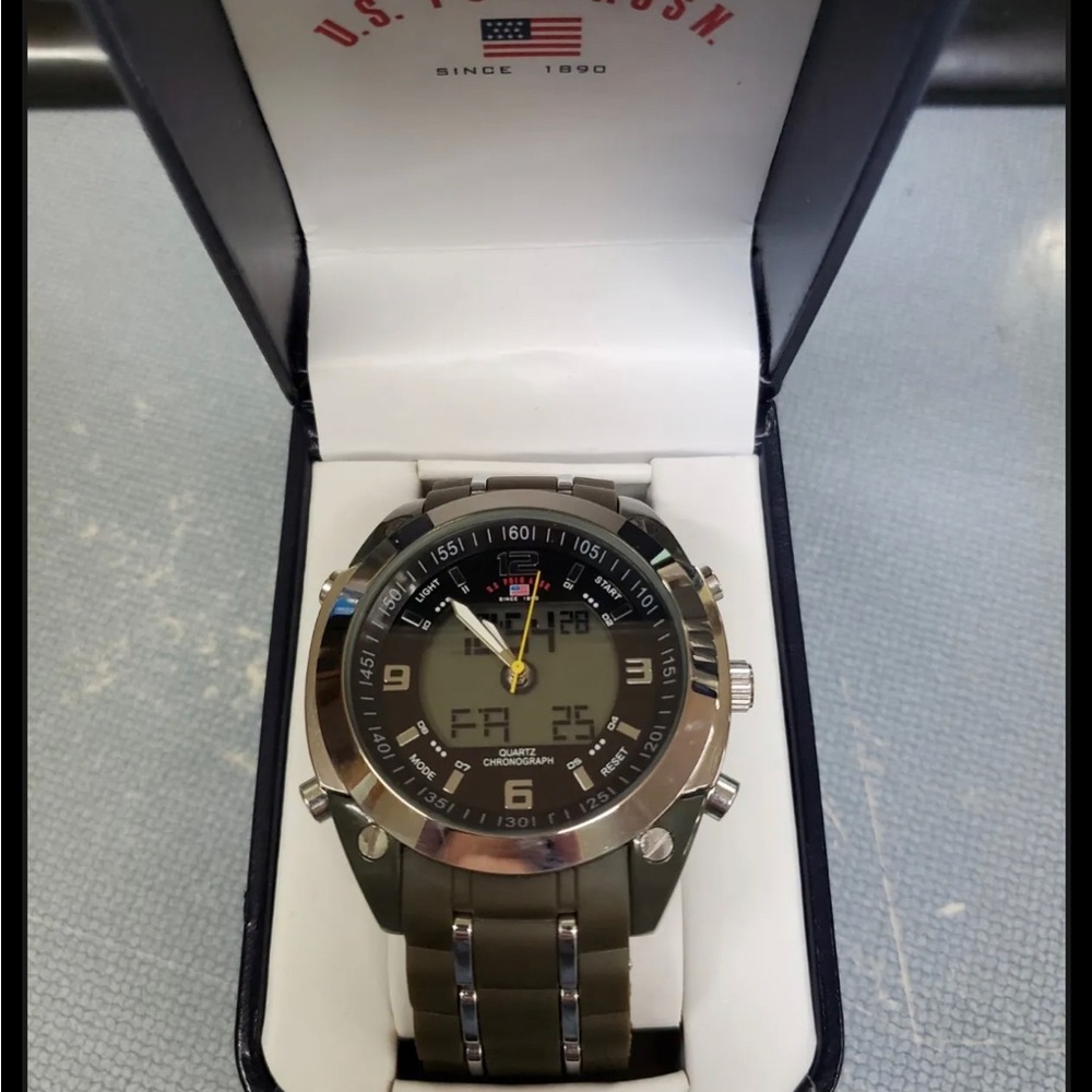 Working US Polo OD Green Digital/Analog Men's 48.4mm Chronograph Wristwatch